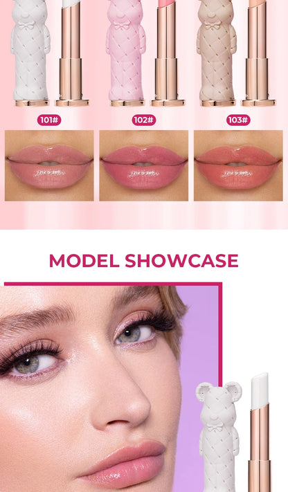 Beauty Glazed Bear Moisturizing Lipstick,Colored Lip Balm,Nourishing Lip stick,Easy To Color,Watery