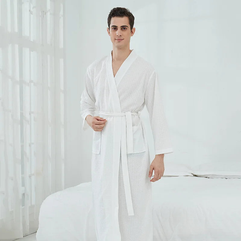 Soft and Comfortable Bathrobe Sauna Suits for Women Thin Nightgown Long Couples Home Clothes for Hotel Bathrobe Men