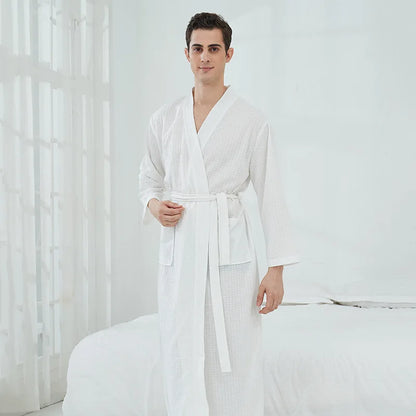 Soft and Comfortable Bathrobe Sauna Suits for Women Thin Nightgown Long Couples Home Clothes for Hotel Bathrobe Men
