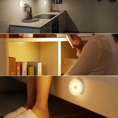 Smart LED Night Light with Motion Sensor, USB Rechargeable Bedside Lamp for Living Room, Hallway, Pathway, Toilet, Home Lighting