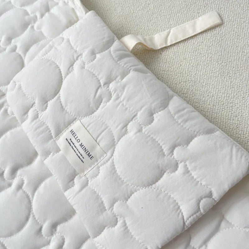 Portable Infant Baby Changing Pad Beige Color Cartoon Bear Newborn Dipaer Changing Pad Cover Outdoor Fold Baby Changing Mat