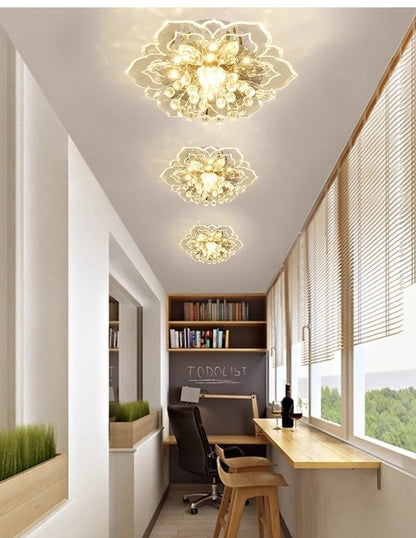 LED Crystal Ceiling Light Modern Flower Shape Ceiling Lamp Hallway Living Room Lamp Bedroom Kitchen Corridors Aisle Light