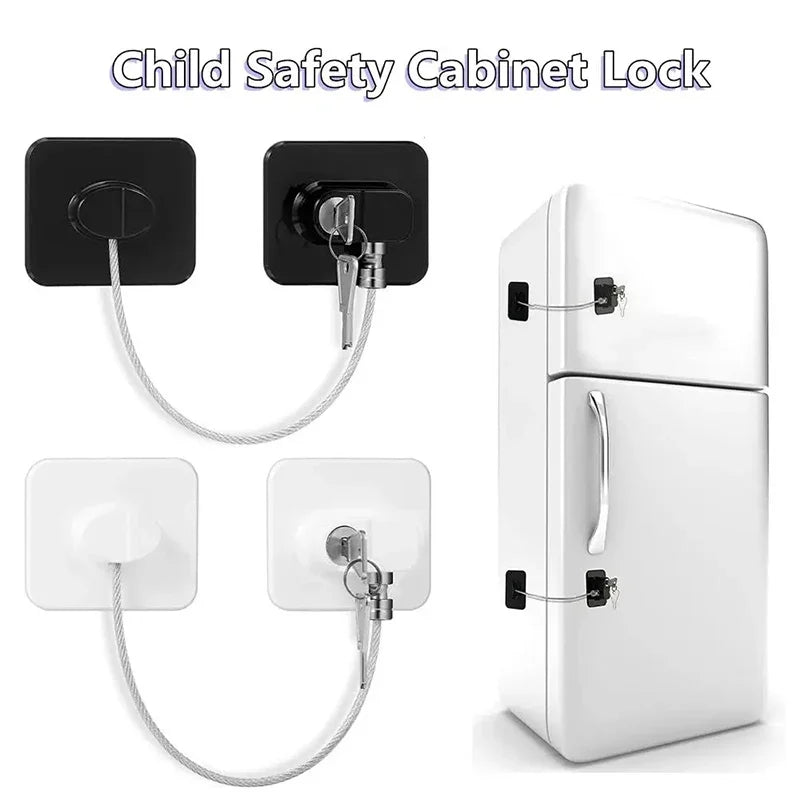 Baby Child Safe Refrigerator Lock with Key Code Lock Baby Safety Cabinet Lock Sliding Wardrobe Door Lock Home Limiter Safety