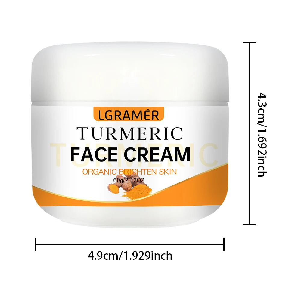 Turmeric Whitening Face Cream Wrinkle Removal Lighten Fine Lines Makes Skin Look More Youthful Birghten Moisturize Facial Care