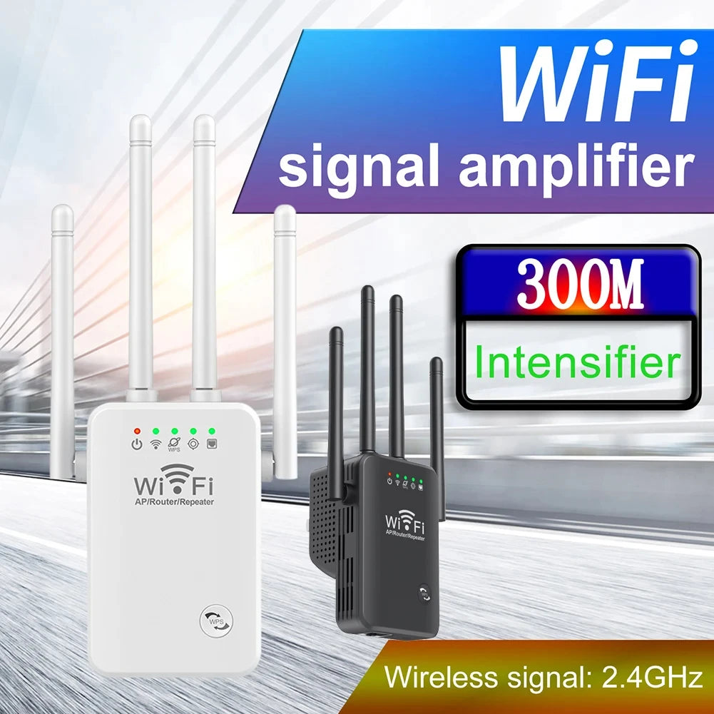 WiFi Extenders Signal Booster 2.4G Wireless WiFi Internet Repeater 300Mbps 4 Antenna Long Range with Ethernet Port For Home