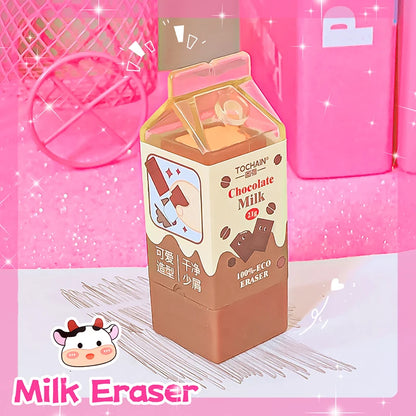 Kawaii stationery items School teacher gift Office Supplies classroom back to school Milk Carton Rubber Erasers cute things