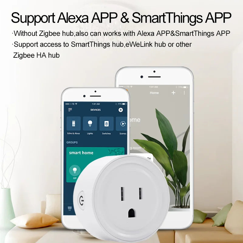 Zigbee3.0 Wireless Remote Control US Smart Plug Support Alexa Smartthing APP