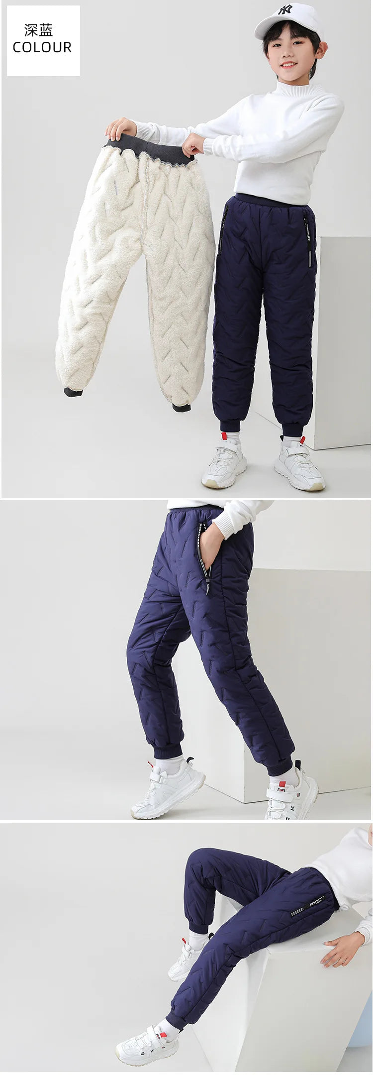 Winter Children Cotton Thick Pants Boys Padded Thickened Pants Teen Kids Cotton Lamb Wool Cotton Trousers
