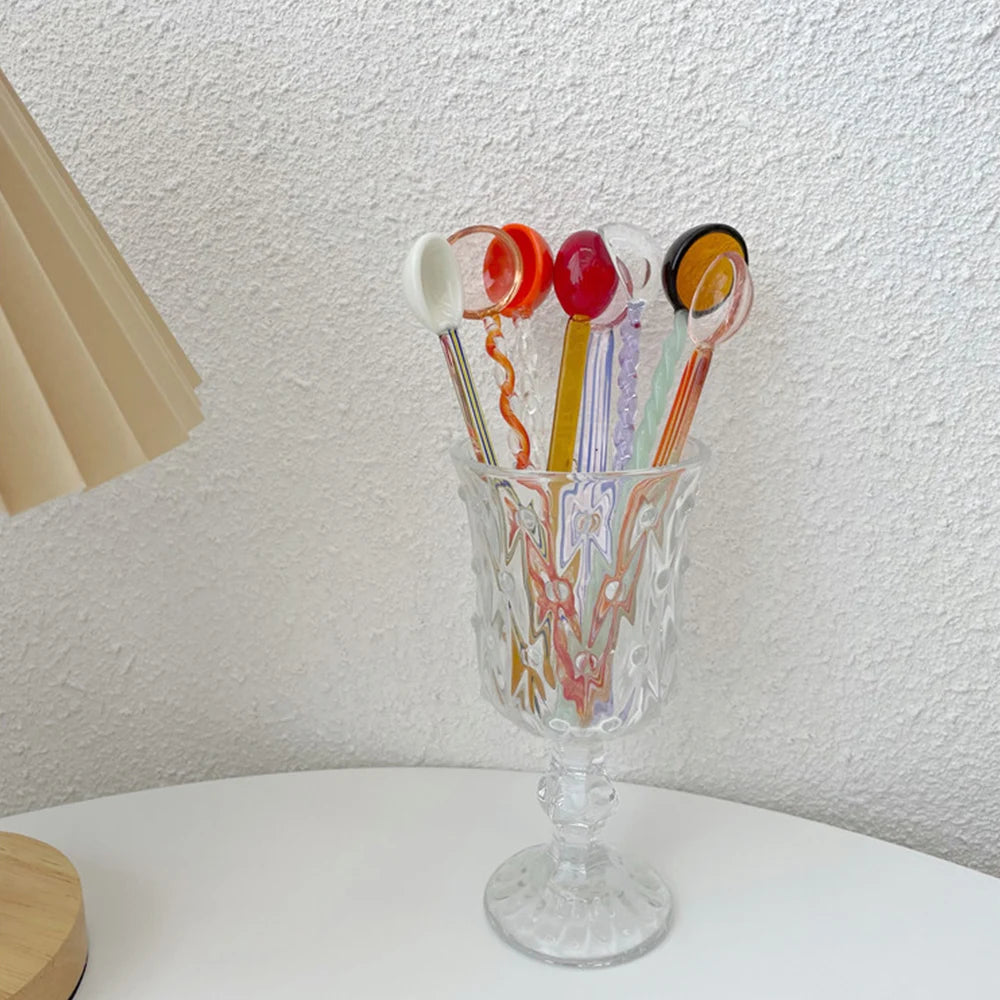 Crystal Spoon Glass Tea Spoon Creative Coffee Spoon Dessert Cake Spoon Tableware Milk Coffee Stirring Spoon Kitchen Dinnerware