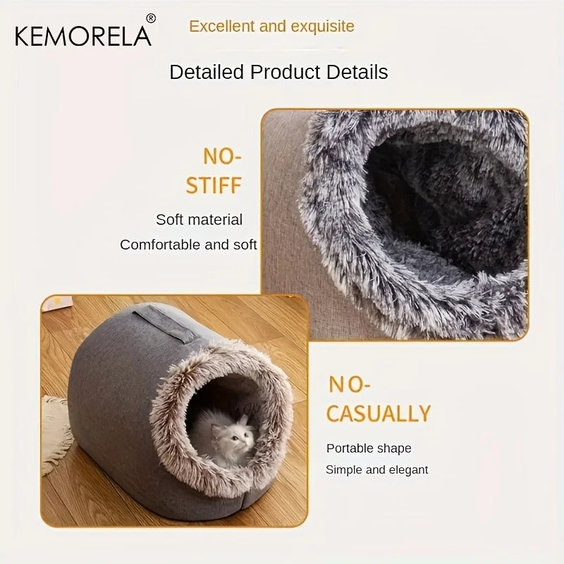 KEMORELA Cat Bed Comfortable Pet Sleeping Bed, Portable Cat Bed Warm And Thickened Pet Bed With Handle Portable Cat Bed