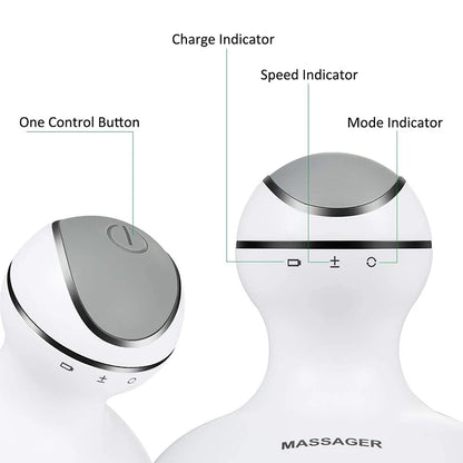 Head Scalp Massager with 4 Replacement Massage Heads Portable Head Scratcher For Stress Release and Hair Growth