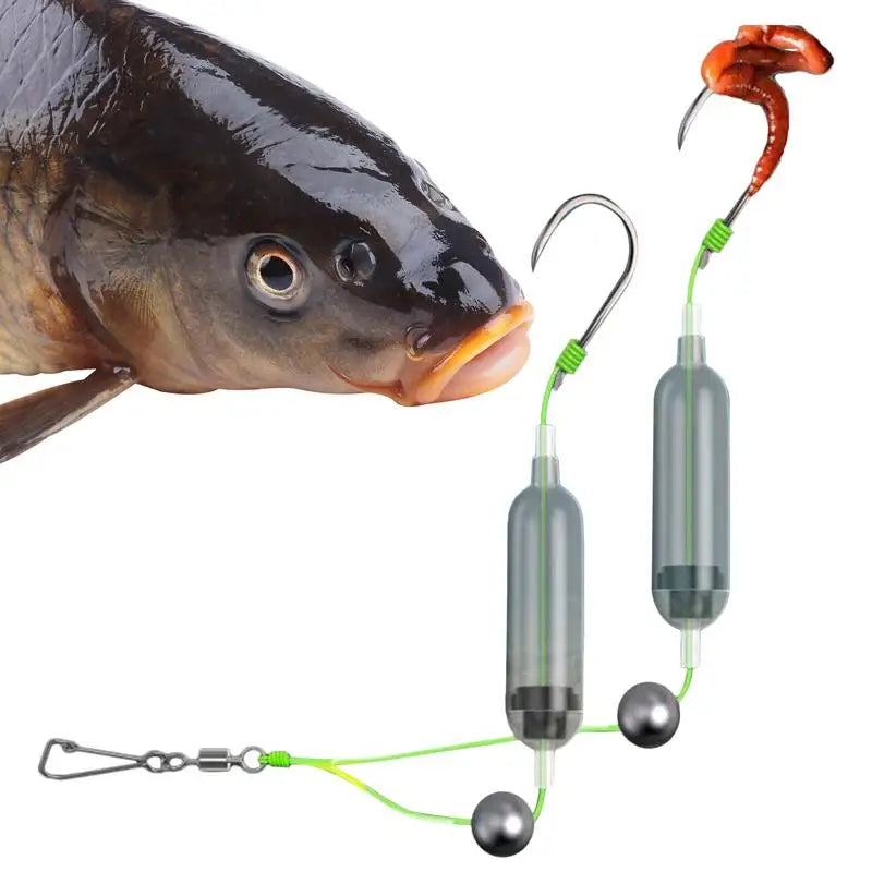 2Hooks Fishing Hair Rigs Hook Reverse Bottom Fishing Rig Reverse Anti-Snag Attractor For River Pier Offshore