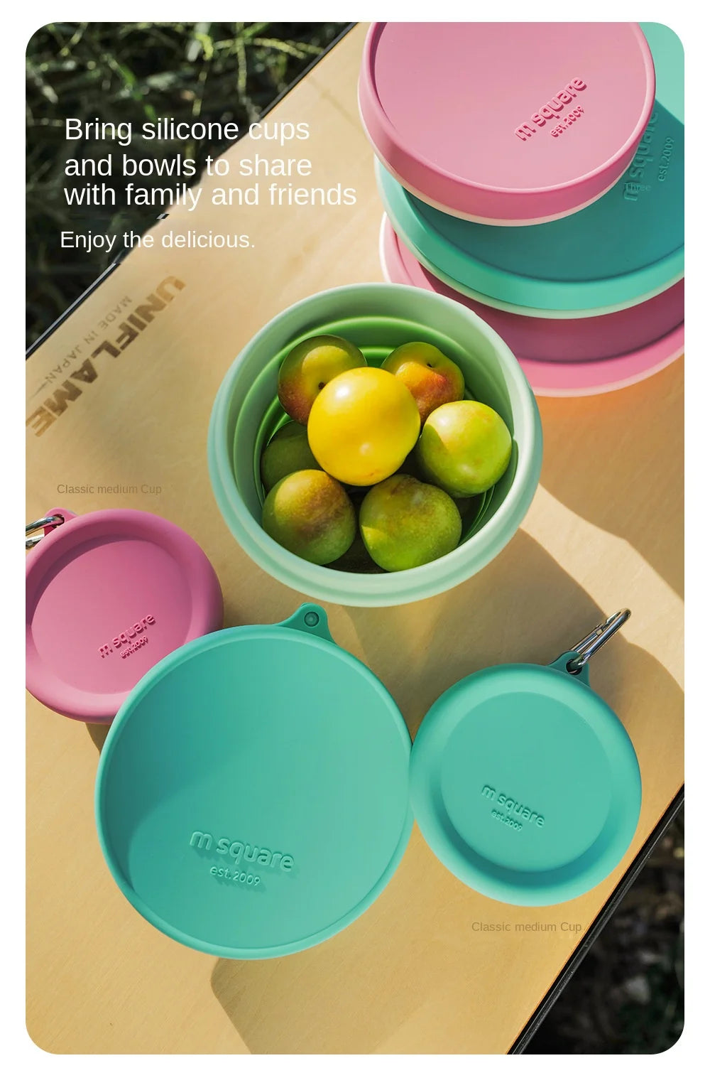 Silicone Bowl Foldable with Lid Camping Baby Travel Portable Round Large Food Container Heat Resistant Salad Bowl