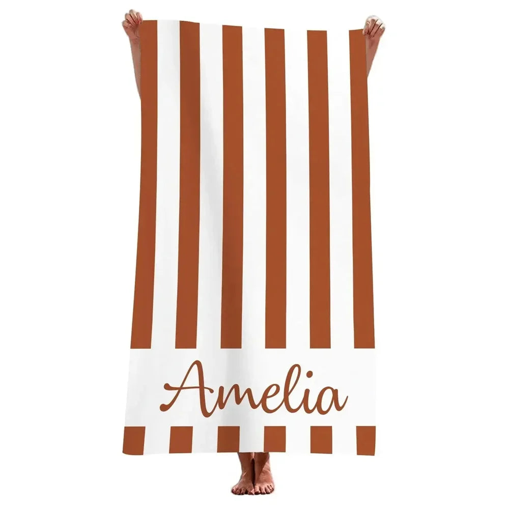 Striped Beach Towels Custom Name Beach Towel 3d Printed Microfiber Beach Towel Water Absorbing Personalized Bath Towel