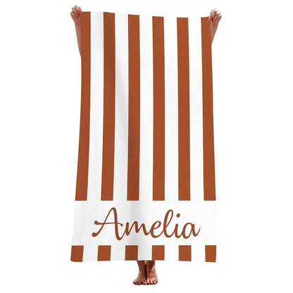 Striped Beach Towels Custom Name Beach Towel 3d Printed Microfiber Beach Towel Water Absorbing Personalized Bath Towel