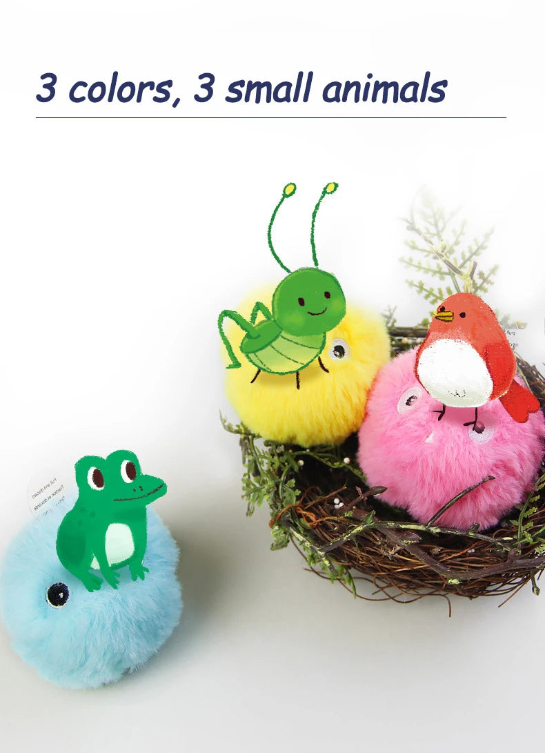 Cat Toys Balls Sound Frogs Birds Chirping Crickets EVA Balls Rolling Cat Plush Soft Self-Heeling Teaser Toys Pet Accessories