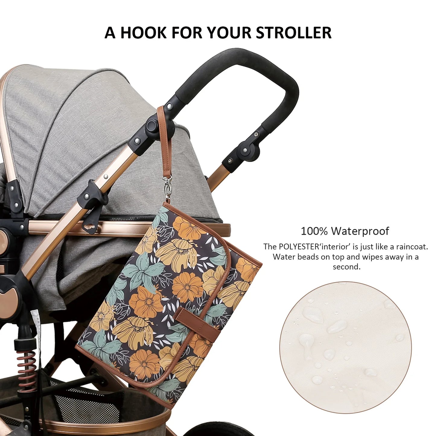 New Portable Diaper Changing Pad, Portable Changing pad for Newborn Girl & boy - Baby Changing Pad with Smart Wipes Pocket