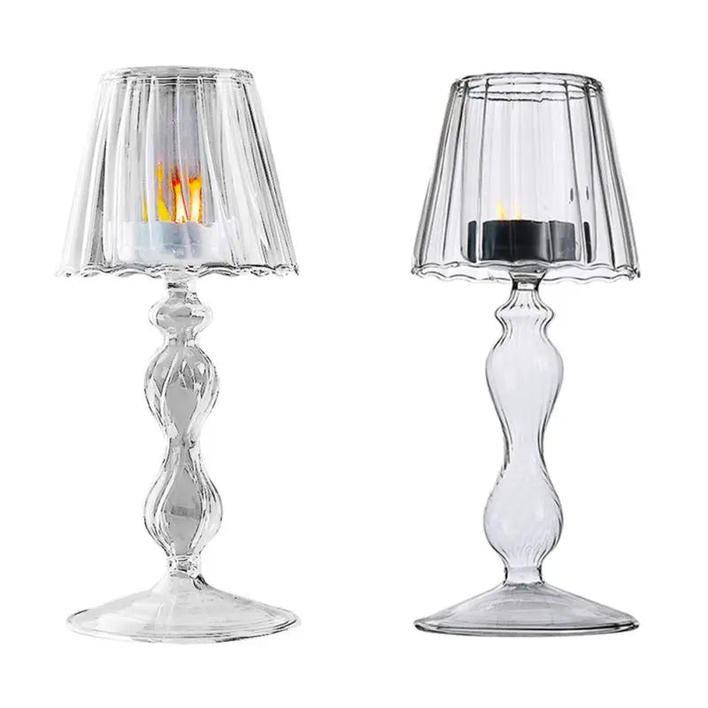 Glass Tealight Candle Decorative Lamp Stand Household Desktop Decorative Candlestick Pillar Candle  Wedding Modeling