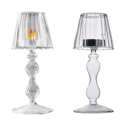 Glass Tealight Candle Decorative Lamp Stand Household Desktop Decorative Candlestick Pillar Candle  Wedding Modeling