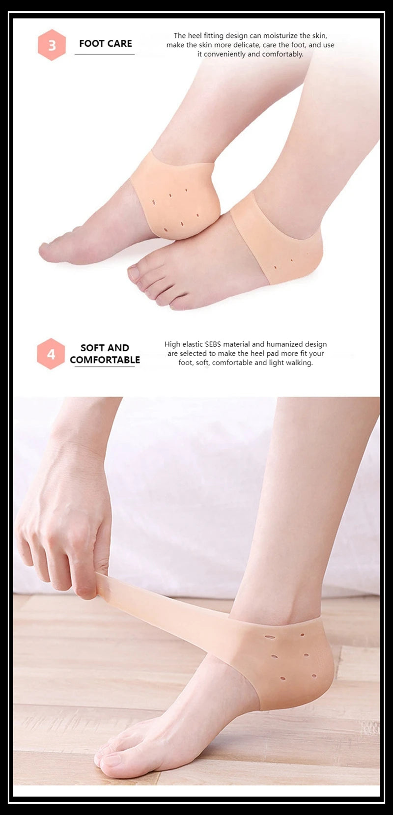 1 Pair Silicone Rubber Gel Socks Anti Cracking Liner Heel Socks Elastic Silicon Moisturizing Foot Skin Care Heel Foot Protection