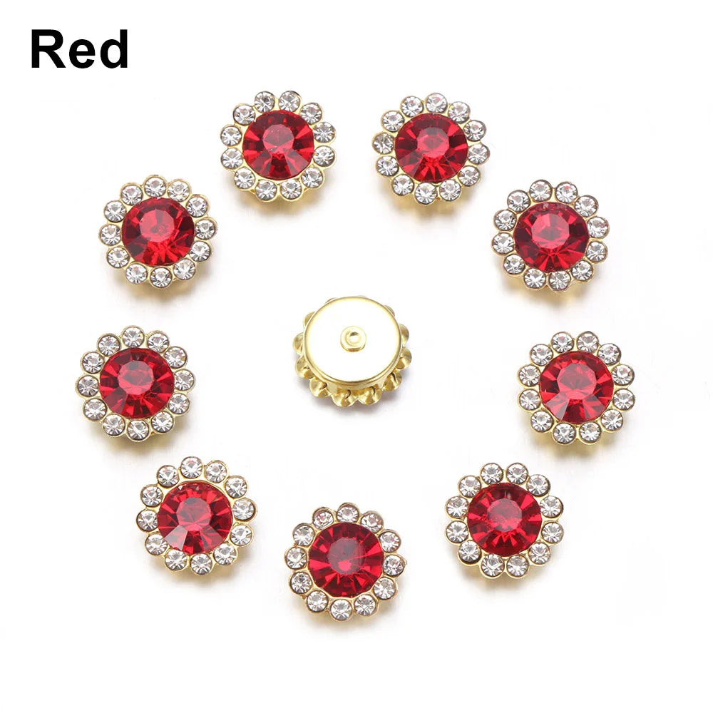 10 PCs 15/20/25MM Round Metal Rhinestone Buttons for Clothing DIY Sewing Accessories Wholesale Luxury Fashion Apparel Decoration