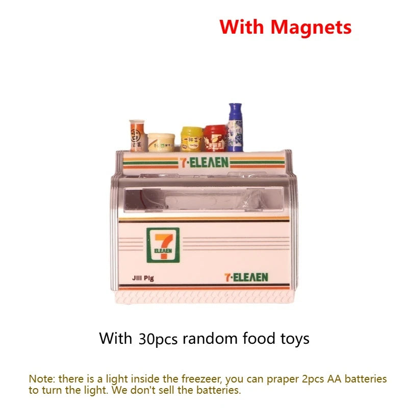 3d Fridge Magnets Miniature Fridge Shelfs Freezer Magnetic Refrigerator Sticker With Food Toys Home Decore Dollhouse Models