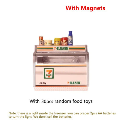 3d Fridge Magnets Miniature Fridge Shelfs Freezer Magnetic Refrigerator Sticker With Food Toys Home Decore Dollhouse Models