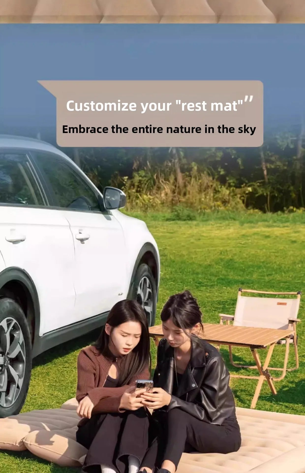 Airbed Household Outdoor Single Double Air Bed Thickened Folding Inflatable Convenient Mattress Sleep Rest for Car SUV Travel