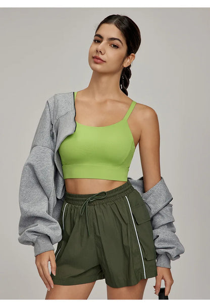 Sports Bra for Women, Shockproof Fixed Cup, Sexy and Beautiful Back, Breathable Fitness Bra with Chest Cushion