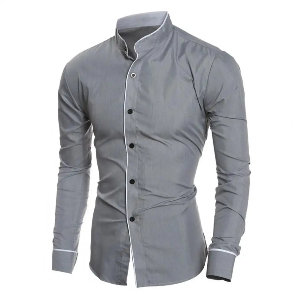 Male Shirt Fabulous Formal Wear Men Shirt Formal Contrast Color Line Autumn Shirt for Meetings