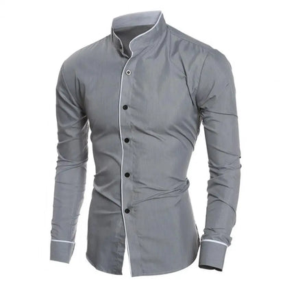 Male Shirt Fabulous Formal Wear Men Shirt Formal Contrast Color Line Autumn Shirt for Meetings