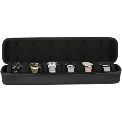 6 Slots Watch Roll Storage Box Portable Watch Travel Case Watch Organizer Watch Display Holder for Wristwatches and Smart Watch