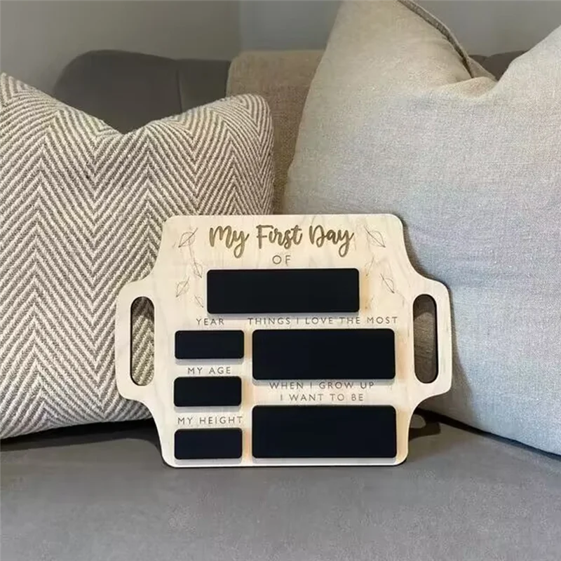 First Day of School Sign - Reusable Memory Photo Board with Handles Back to School Starting School Nursery Preschool