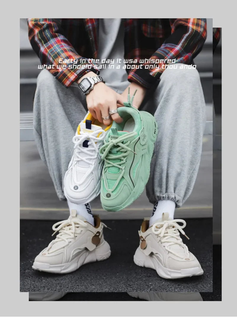 Men's Sneakers 2025 Spring Comfortable Non-slip Outdoor Running Shoes Elasticity Platform Basketball Athletic Tenis Masculino