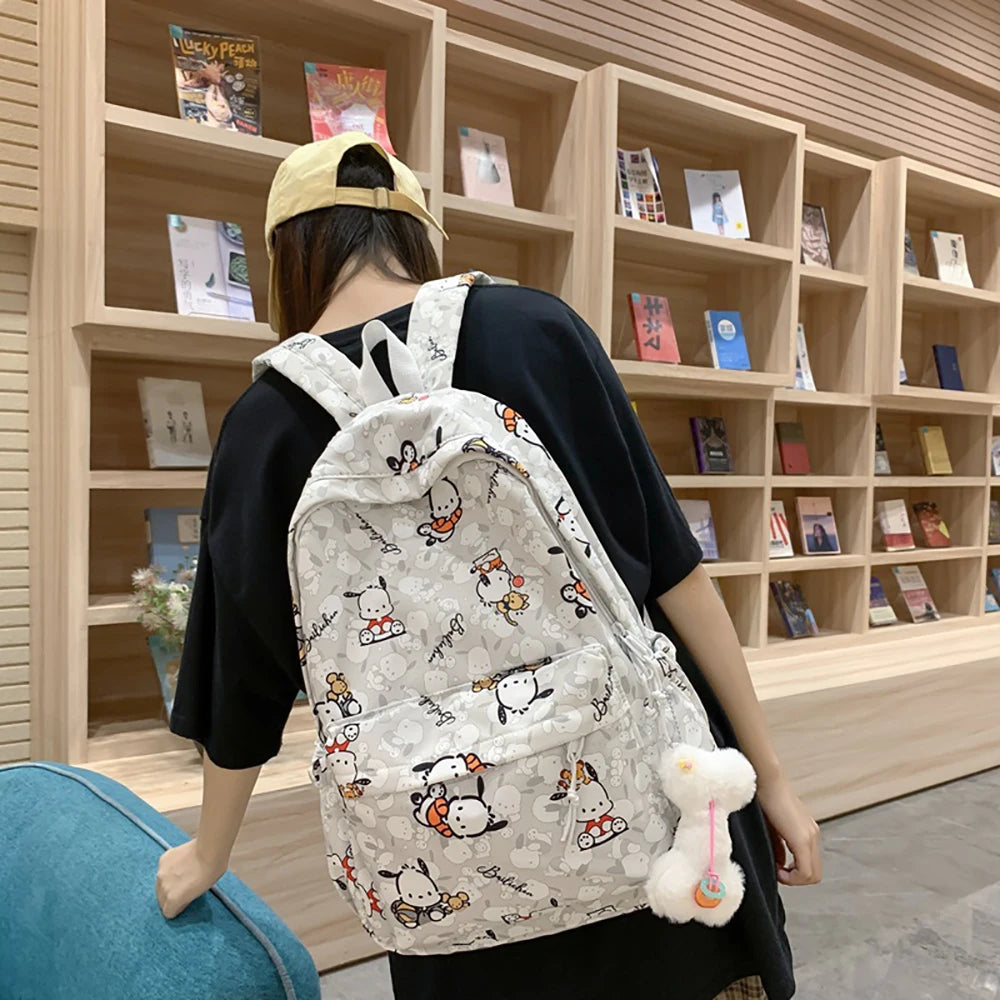 Sanrio Cartoon School Bags Pochacco Schoolbags High School College Students Backpacks with Keychain Student Handbags Pencil Case