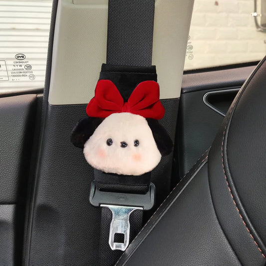 1pc Cute Cartoon Bow Dog Car Seatbelt Cover Seat Belt Harness Cushion Auto Shoulder Strap Protector Pad for Children Women
