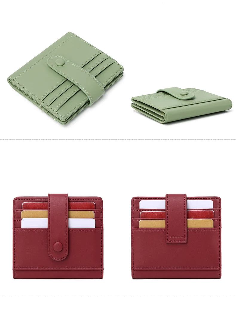 RFID Anti-blocking Wallet for Women, Multi-Card, Credit Card Bag, Lightweight and Simple, Short Buckle, Small, Fashion Wallet