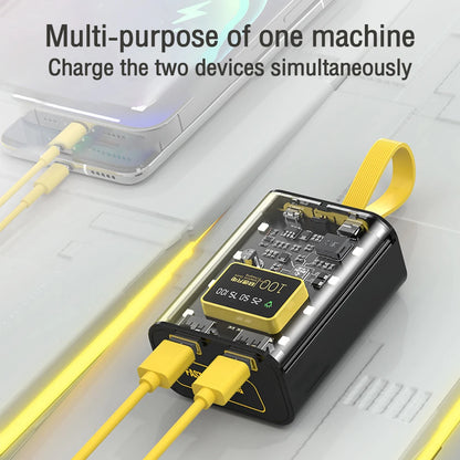 Transparent mobile power bank with 3 18650 battery packs, no welding power bank kit, DIY mobile power bank with night light