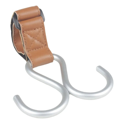 Cute S Shape Baby Stroller Hooks Double Hook PU Hanging Hook Cart Organizer Solid Color Stroller Accessories Baby