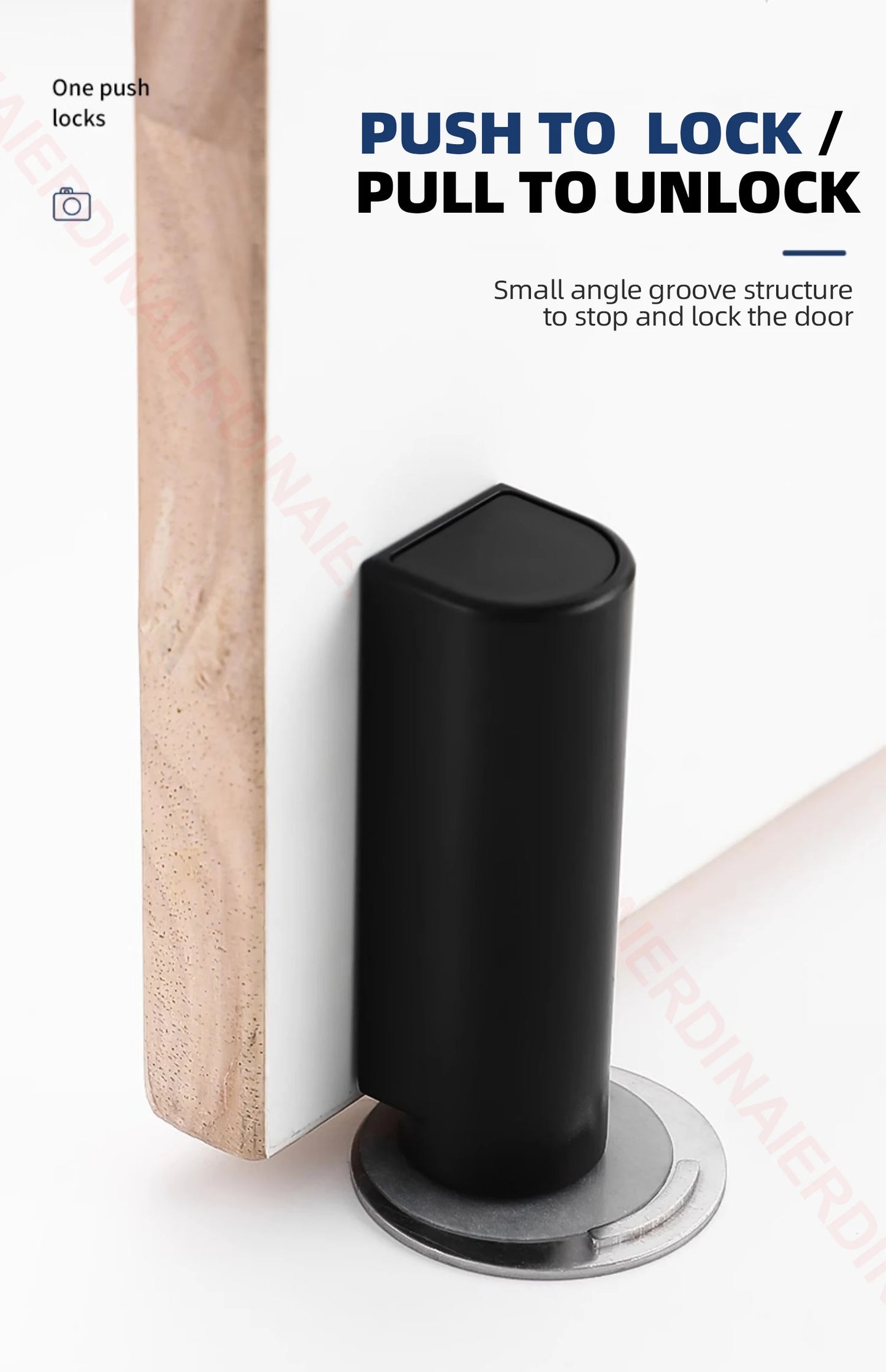 NAIERDI Magnetic Door Stopper Stainless Steel Heavy Duty Door Stop Black Nail-free Door Suction Door Holder Door Hardware