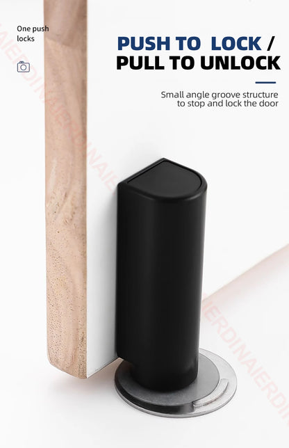NAIERDI Magnetic Door Stopper Stainless Steel Heavy Duty Door Stop Black Nail-free Door Suction Door Holder Door Hardware