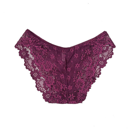 5 PCS/Set Sexy Ladies Transparent Lace Lingerie Panties Woman Cotton Crotch Solid Color Briefs Underwear