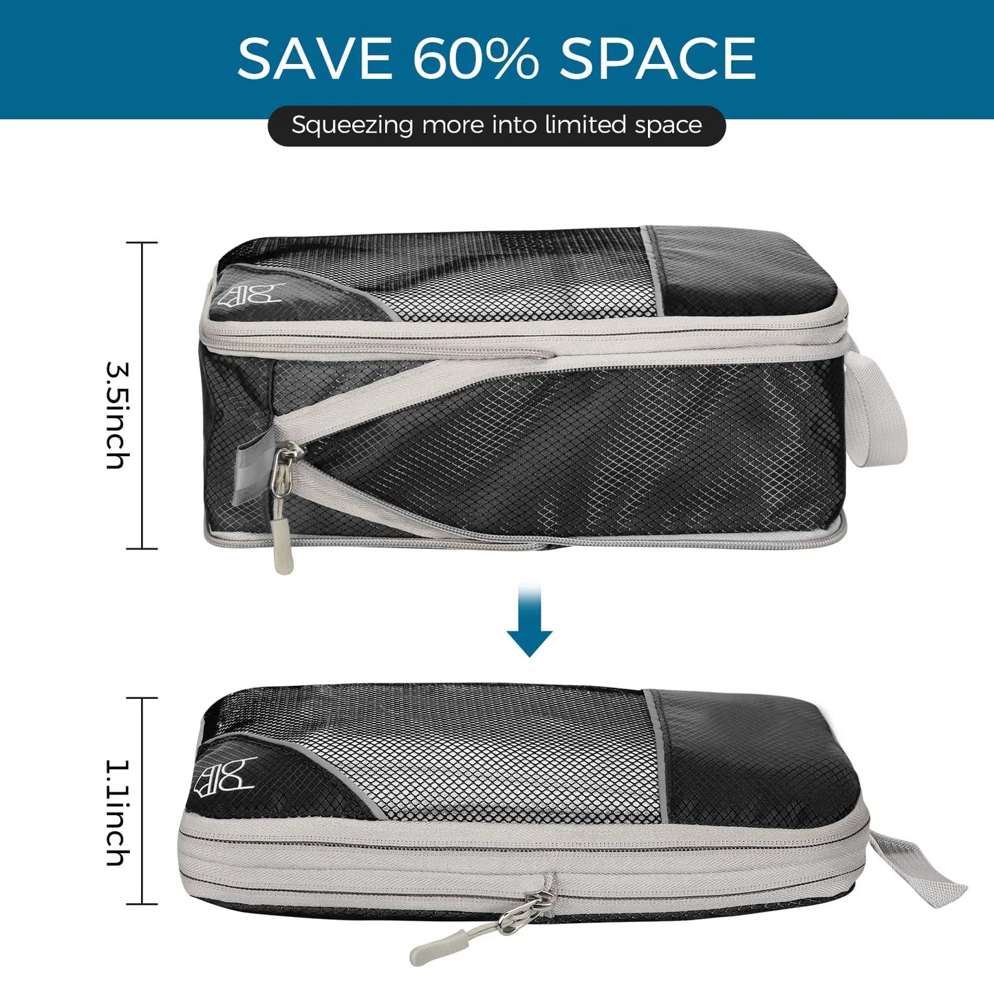 Compression Packing Cubes for Suitcases, Luggage Organizer Bags Set for Carry on, Travel Essentials 6 Set Clothes Bag Organizer