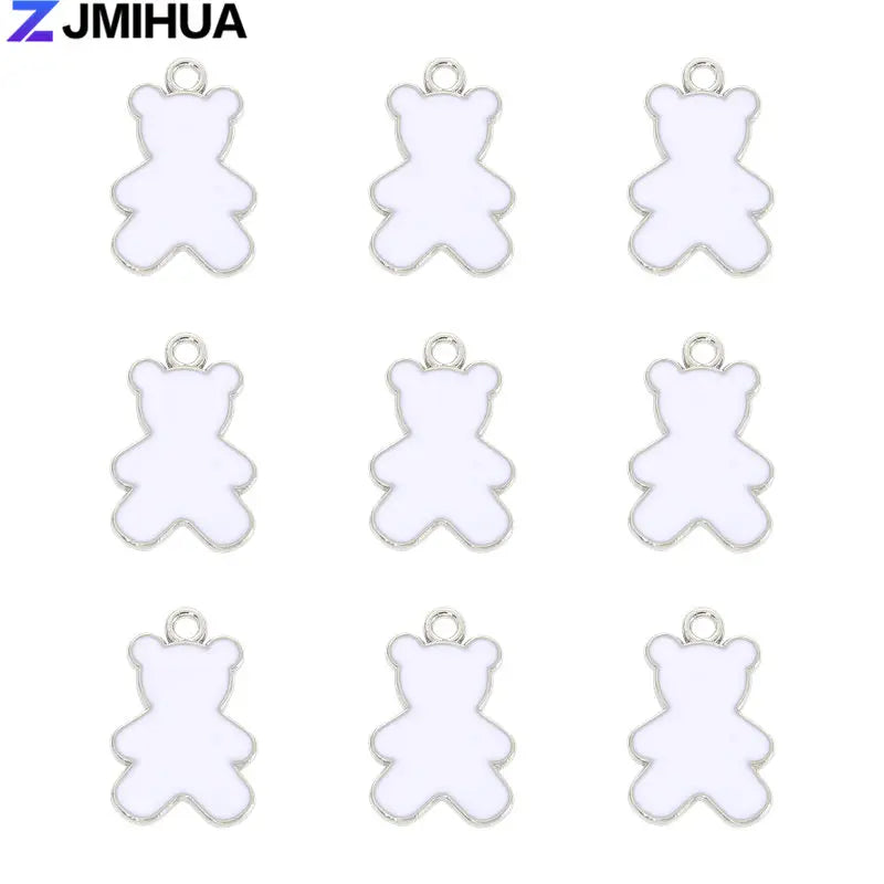 15pcs Enamel Charms Cute Bear Pendants Charms For Jewelry Making Supplies DIY Handmade Earrings Bracelets Findings Accessories