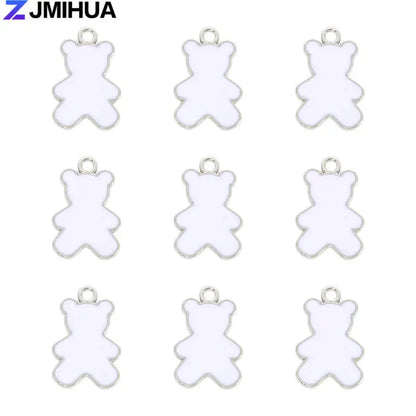 15pcs Enamel Charms Cute Bear Pendants Charms For Jewelry Making Supplies DIY Handmade Earrings Bracelets Findings Accessories