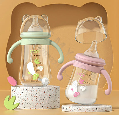Newborn bottle/Big baby bottle/Handle anti bloating and anti falling baby bottle/Used by babies over 6 months old