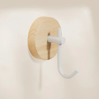 No Drilling Walnut Hanging Hanger Robe Hook Coat Storage Rack Adhesive Wall Hooks Key Decoration Hook Practical Wood Hook