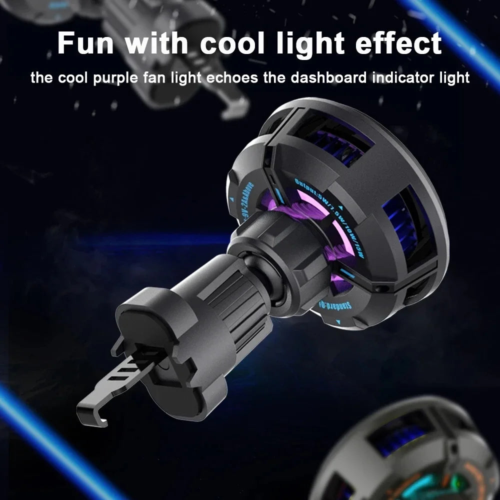 Car Wireless Charger Cooling Magnetic Car Phone Holder Mount Fast Car Charging Stand for Macsafe iPhone 15 14 13 12 Pro Max Mini