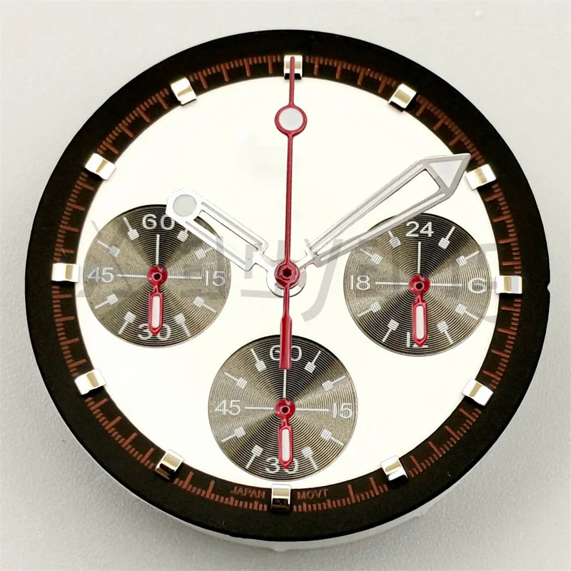 30mm/31.5mm Vk63 Chronograph Watch Dial With Hand Set Green Luminous Black White Red For VK63 Movement Watch Accessories Parts