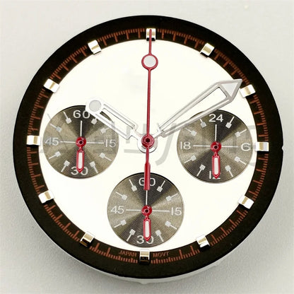 30mm/31.5mm Vk63 Chronograph Watch Dial With Hand Set Green Luminous Black White Red For VK63 Movement Watch Accessories Parts